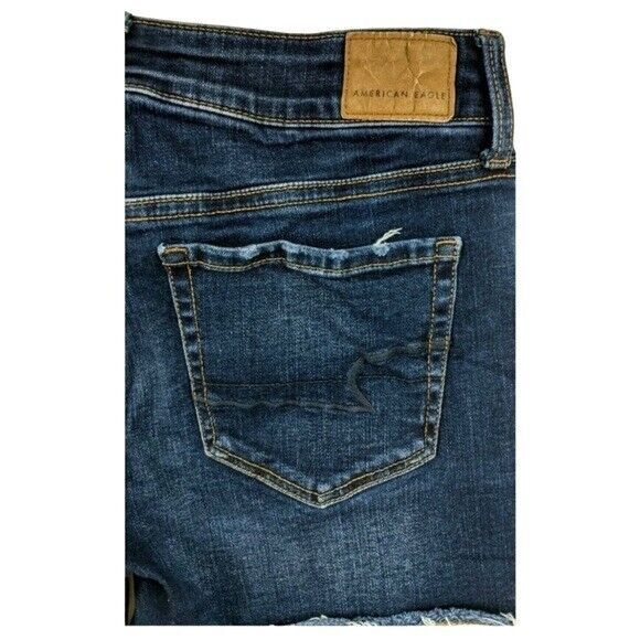 AMERICAN EAGLE Jean Shorts  Women's Size 2  Frayed Super Stretch Denim Shortie - Picture 3 of 8